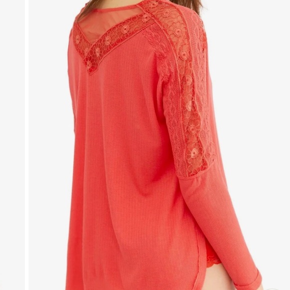Free People Coral Long Sleeve Top w/ Lace Details - Picture 3 of 6